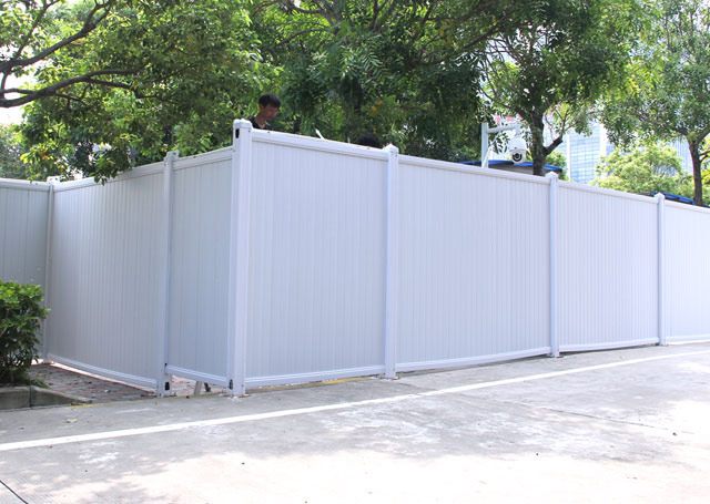 PVC塑料圍擋效果圖-園區施工PVC圍擋案例-PVC圍擋-深圳市大通建材有限公司鋼圍擋生產定制廠家